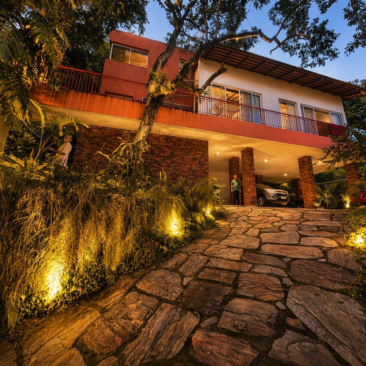 Residência Céu à Vista — living com pé-direito de 7 metros